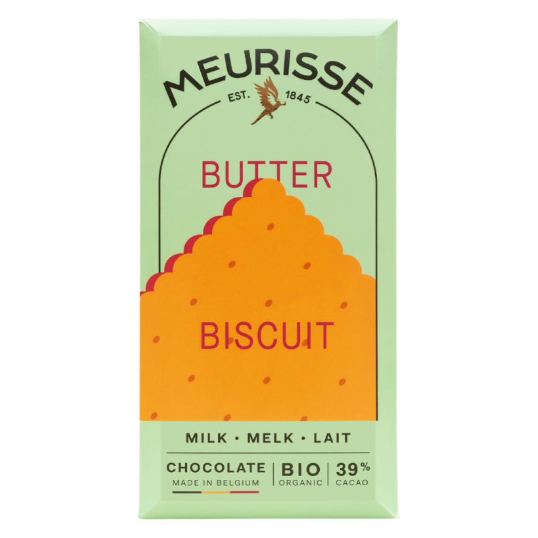 MEURISSE 'Butter Biscuit' 39% Belgian Milk Chocolate Bar (100g) EACH ORG/BIO/GF Image
