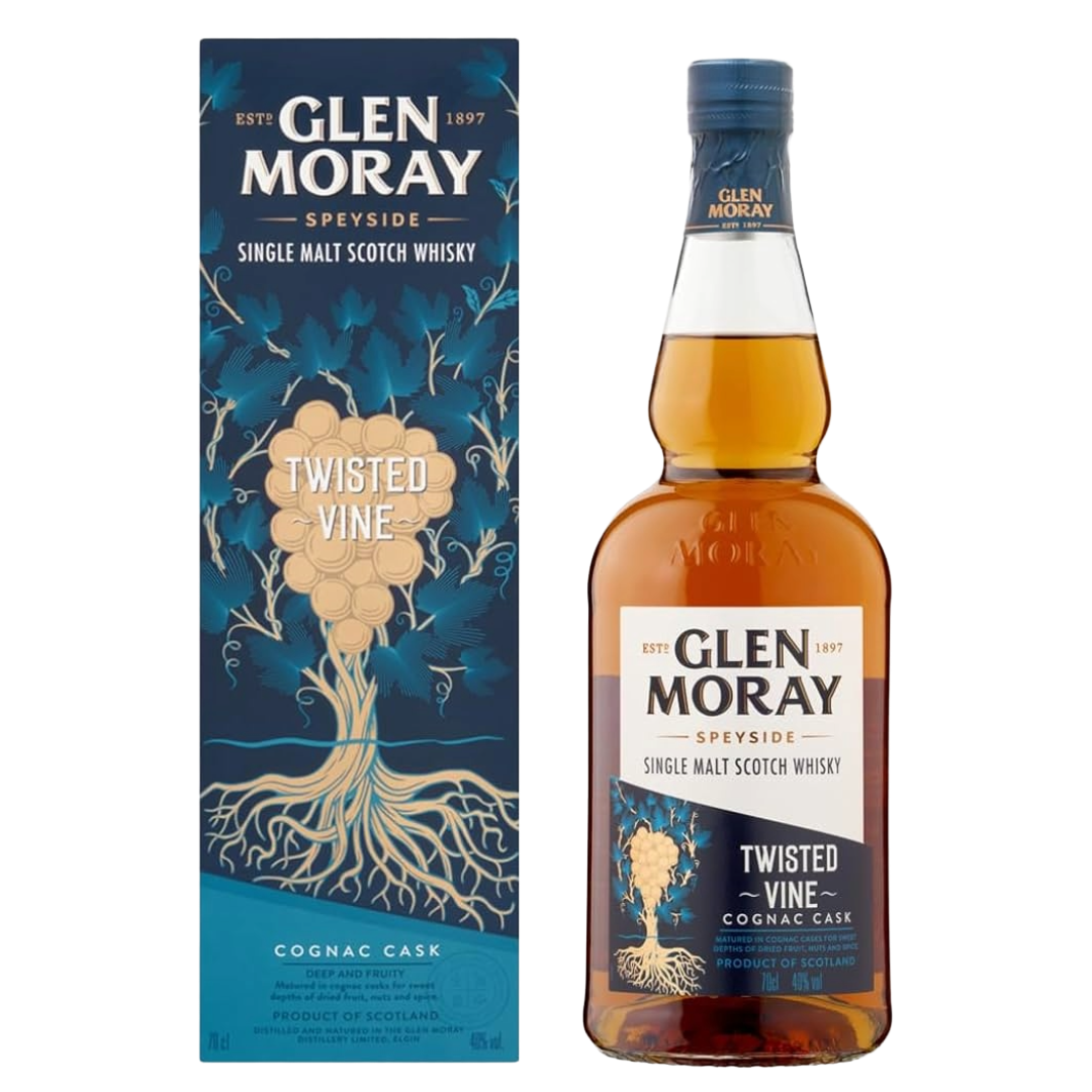 GLEN MORAY 'Twisted Vine' Cognac Cask Speyside Single Malt Scotch Whisky Bottle (70cl) 40%abv Image