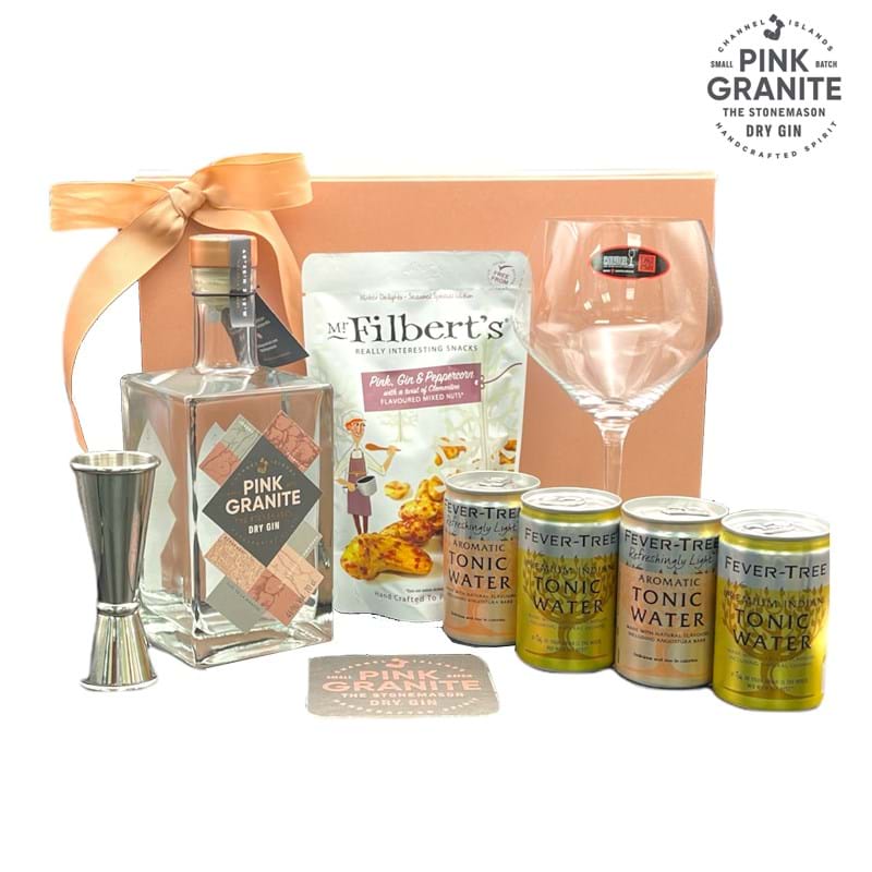 PINK GRANITE Gift Box with Glass, Mixers, Nuts and Spirit Measure 2022 Image