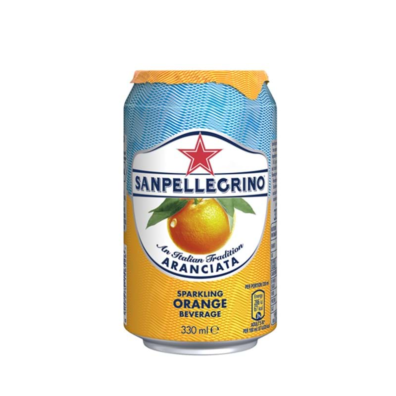 SAN PELLEGRINO Aranciata Sparkling Orange CASE x 24 Cans (330ml) Image