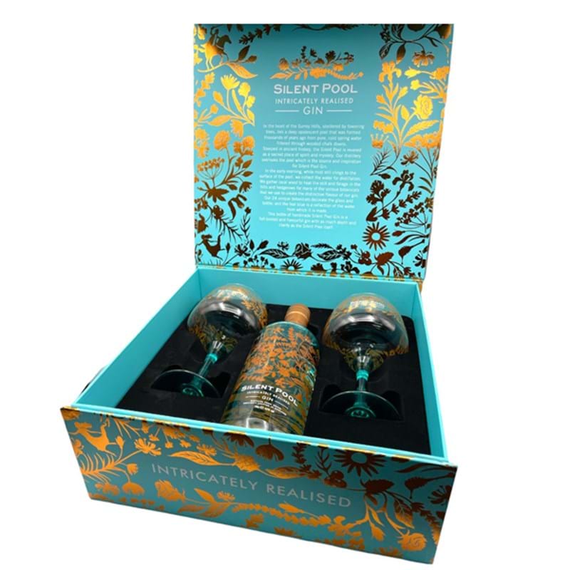 SILENT POOL Gin from Surrey, Copa Glasses Gift Pack 43%abv - NO DISCOUNT Image