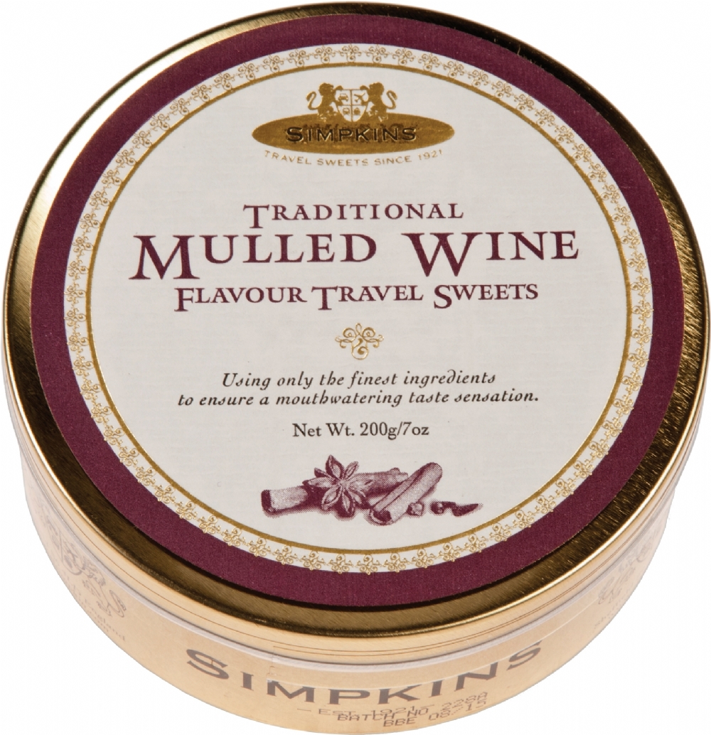 SIMPKINS Traditional Mulled Wine Travel Sweets 200g Tin Image