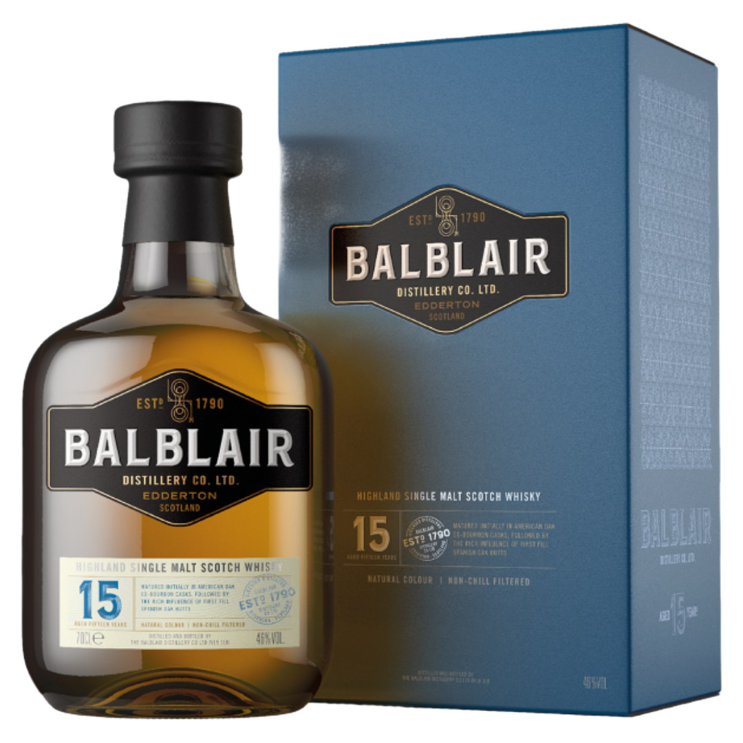 BALBLAIR 15 Year Old Highland Single Malt Whisky Bottle (70cl) 46%abv (los) Image
