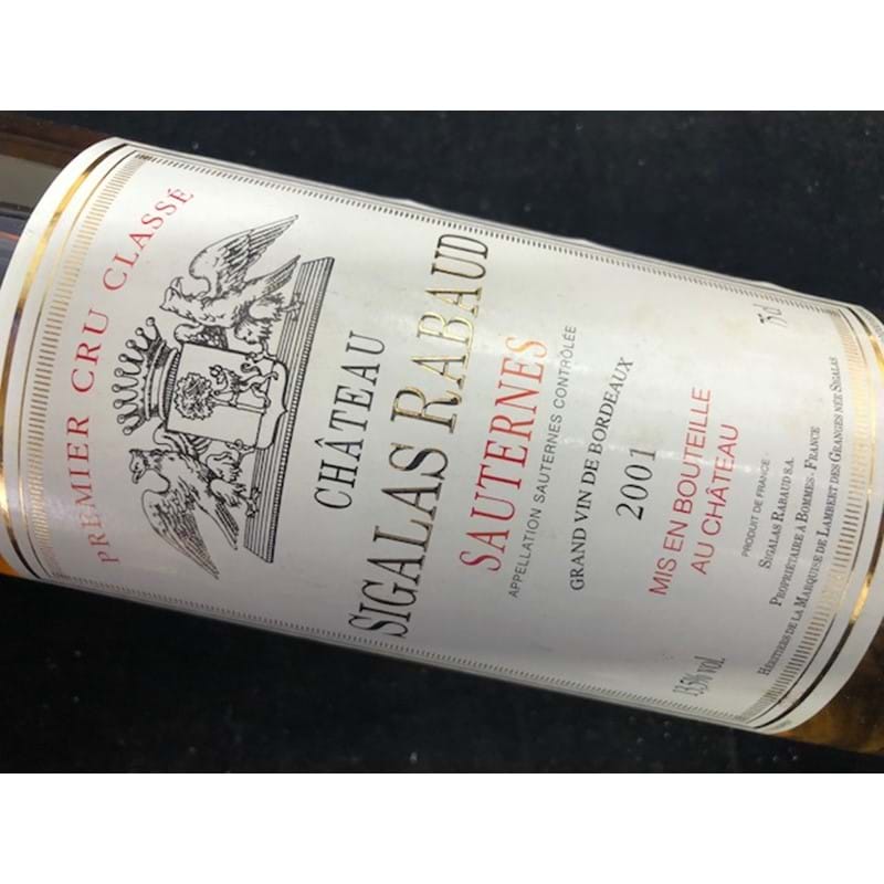 CHATEAU SIGALAS-RABAUD 1er Cru Classe Sauternes 2001 Bottle Image