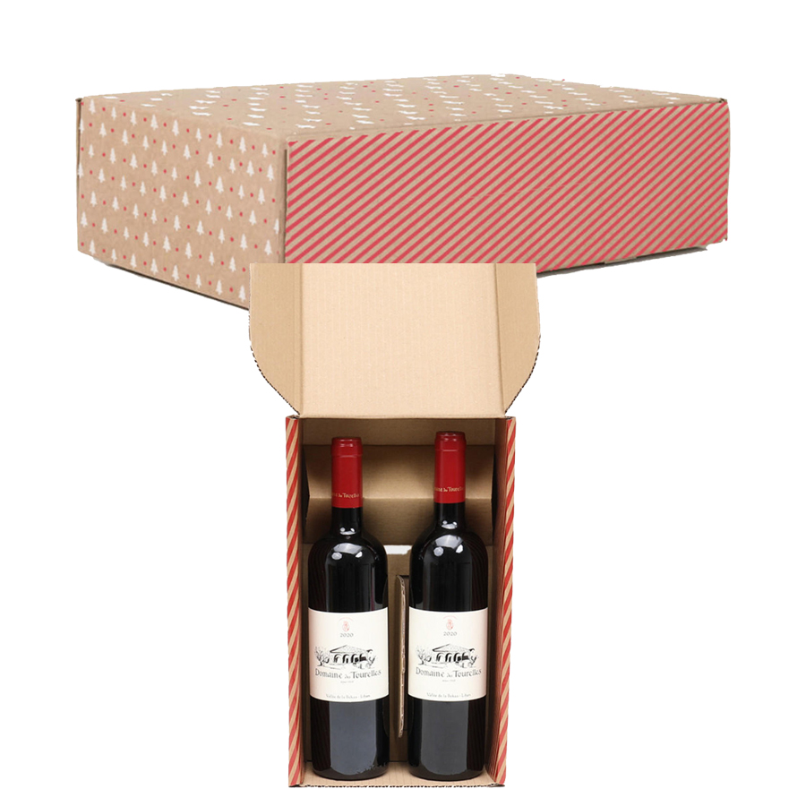 2 BOTTLE GIFT CARTON White Trees Front Opening Each (C22CV2) Image