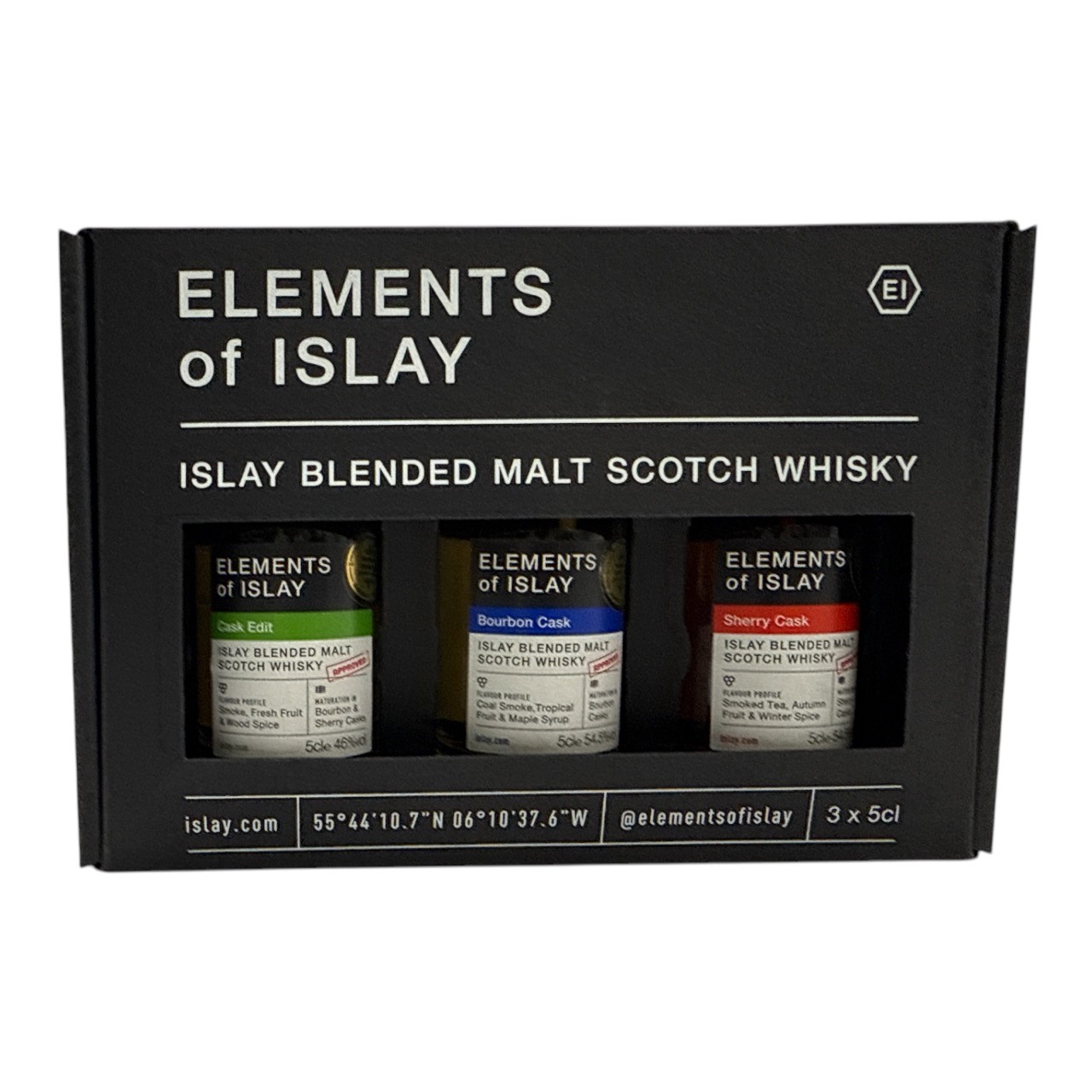ELEMENTS OF ISLAY Miniature Tasting Set of Islay Blended Malt Scotch Whiskies GIFT SET (3x5cl) 54.5%abv Image