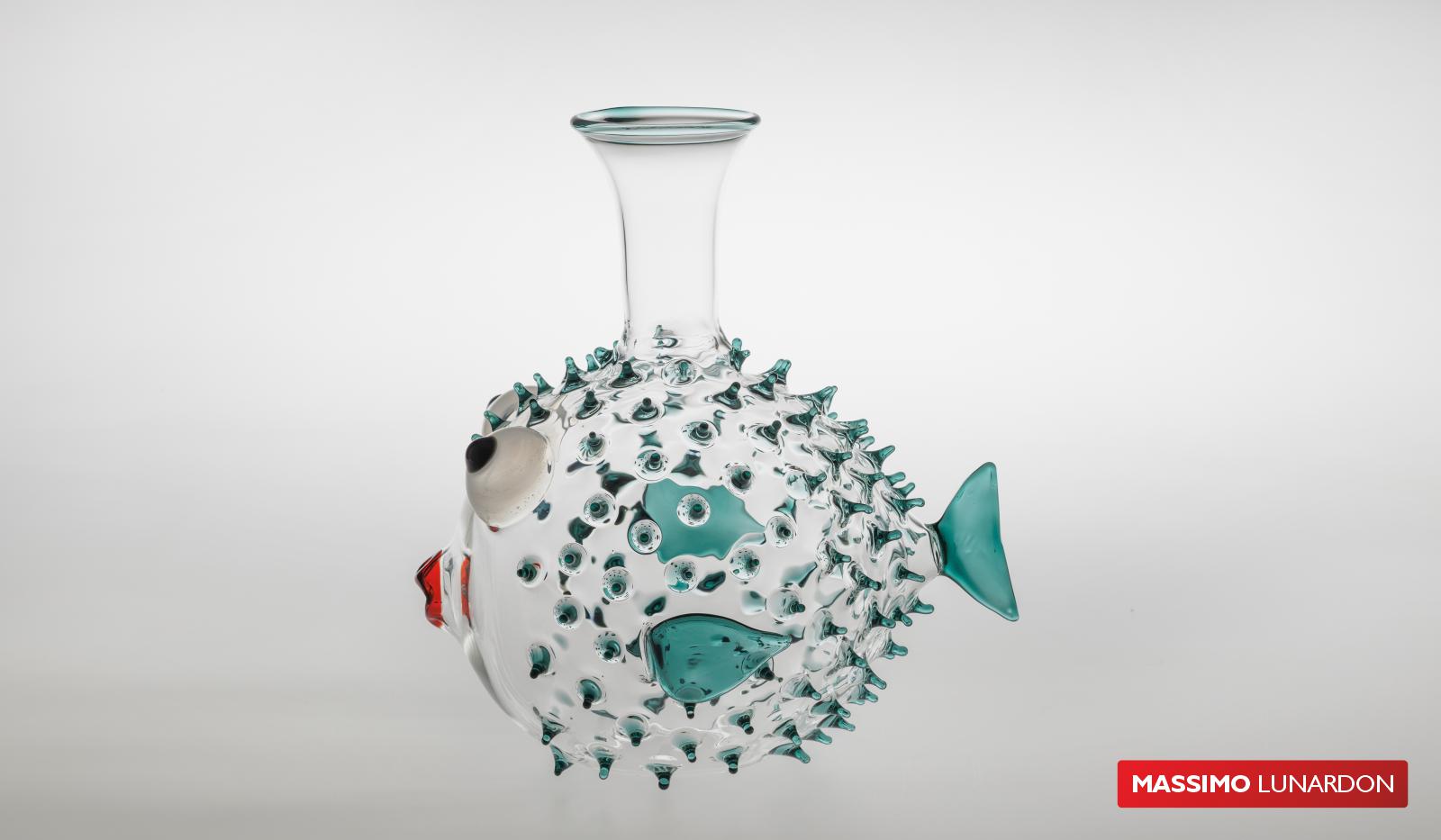 MASSIMO LUNARDON Pufferfish Decanter Teal EACH (IT-643) Image