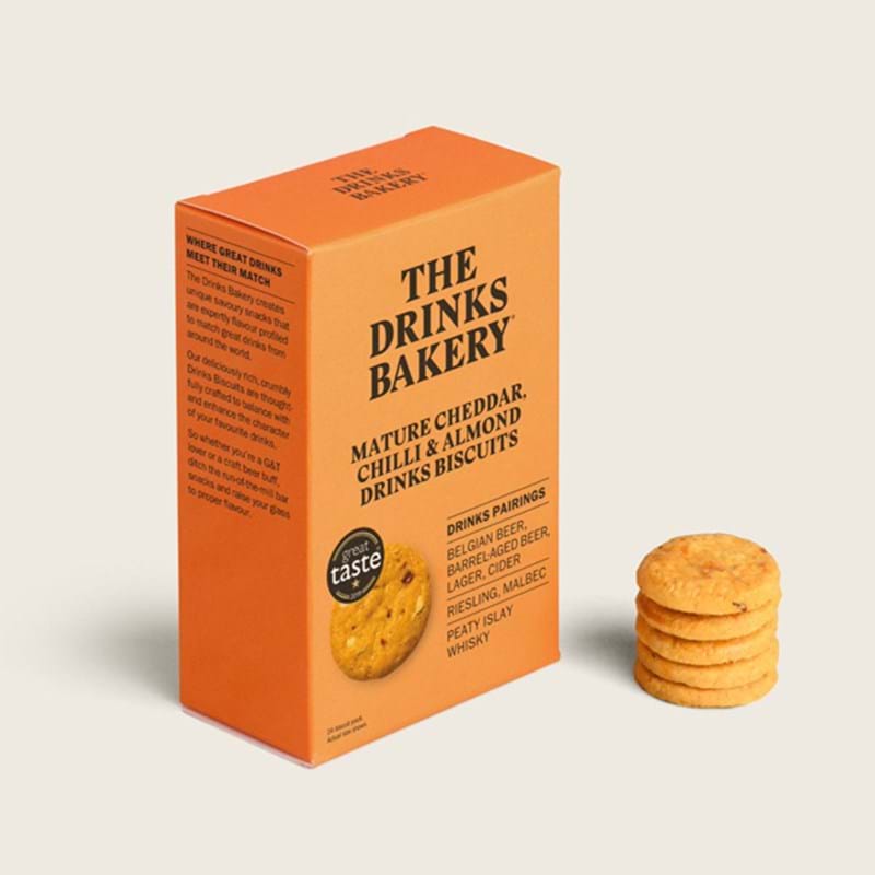 DRINKS BAKERY Drinks Biscuits Cheddar, Smoked Chilli & Almond 110g Box Image