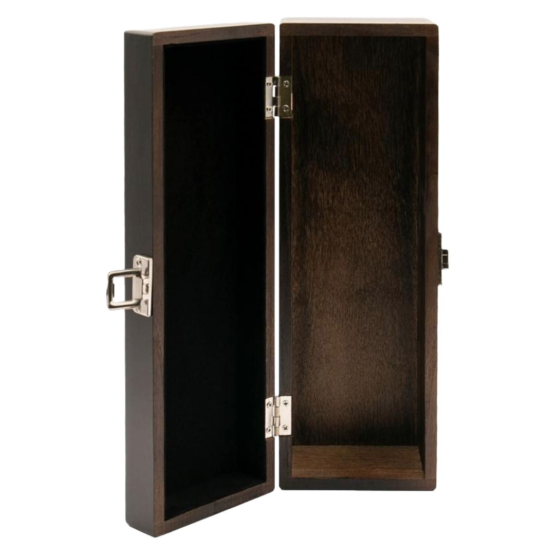 1 Bottle Luxury Elm Wooden Gift Box with Hinged Lid and Black Velvet Lining Each (WLH1N) Image
