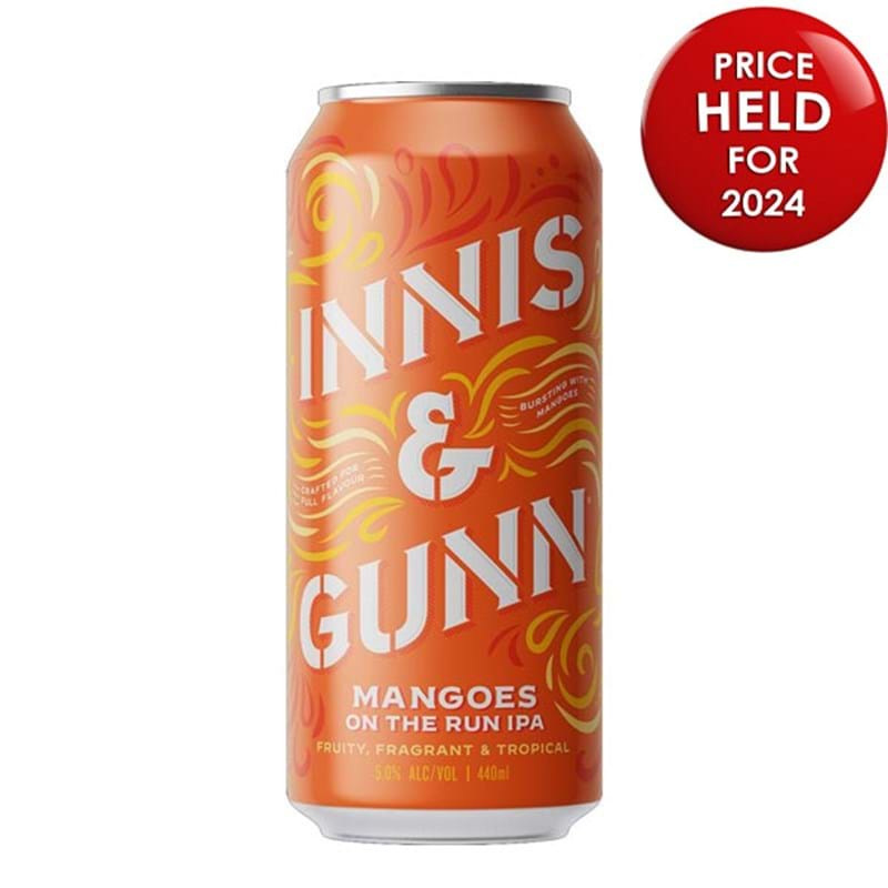 INNIS & GUNN 'Mangoes On The Run' IPA (Super Styrian,Golding Citra, Centennial Hops) 440ml CAN 5.0%abv VGN - SINGLE Image