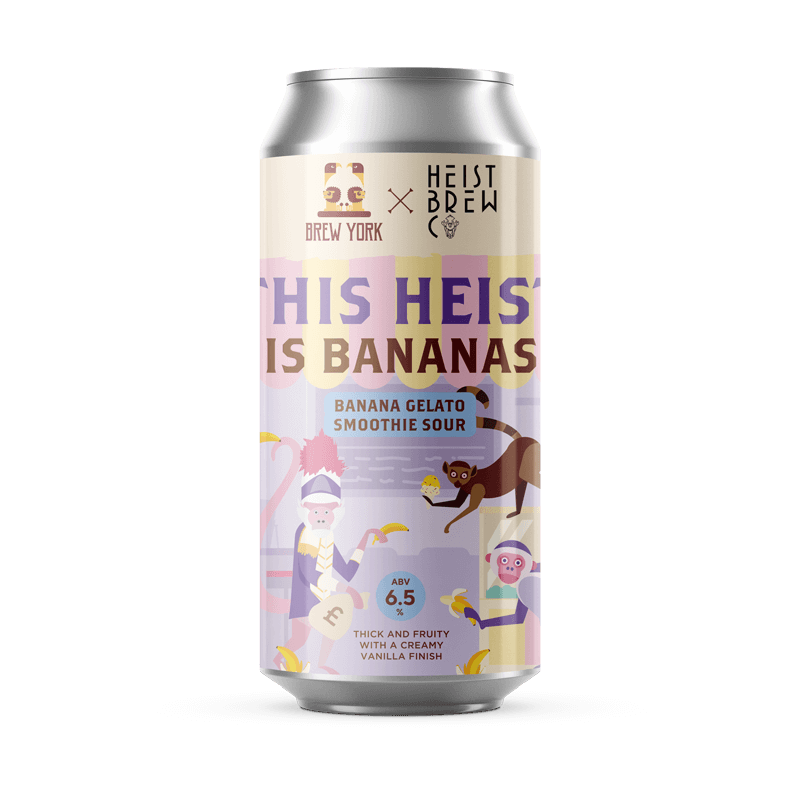 BREW YORK 'This Heist Is Bananas' Banana Gelato Smoothie Sour (Heist Brew Co collab) - Seasonal CAN (440ml) 6.5%abv Image