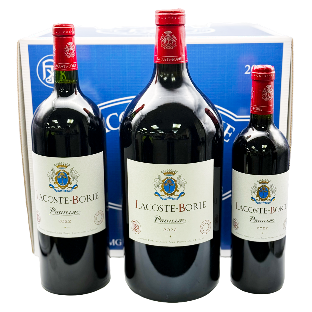 LACOSTE-BORIE Pauillac 2022 Mixed-Format Carton - Containing 1 Double Magnum, 2 Magnums & 4 Bottles Image