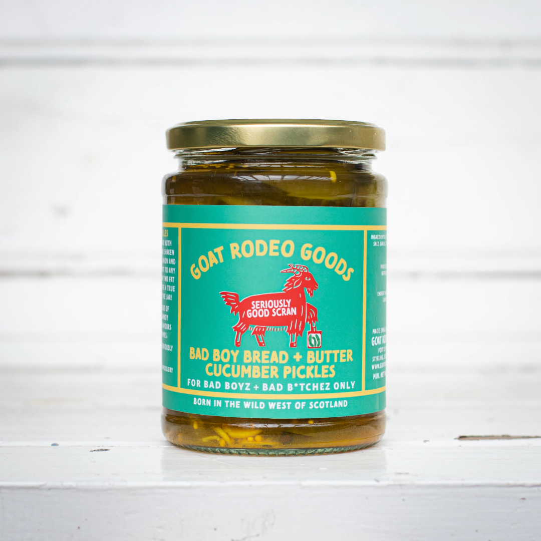GOAT RODEO GOODS 'Bad Boy Bread & Butter Cucumber Pickles Jar (500g) VGN Image