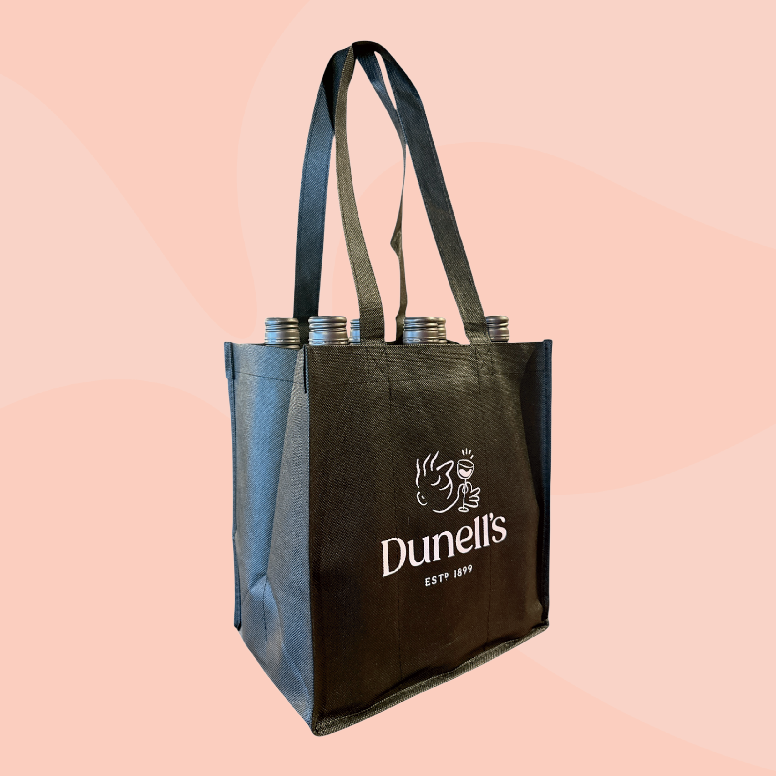 DUNELL'S NEW Black, 6 Bottle Divider Bag, Reusable & Recycled  Image