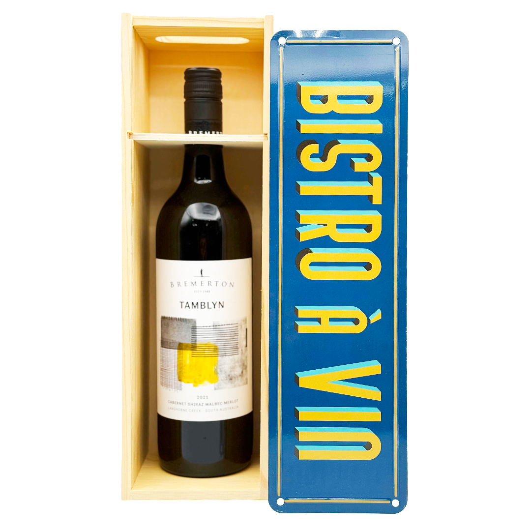 1 Wooden Bottle Box 'Bistro a Vins' with Decorative Metal Lid Each (GH2096H2144) Image