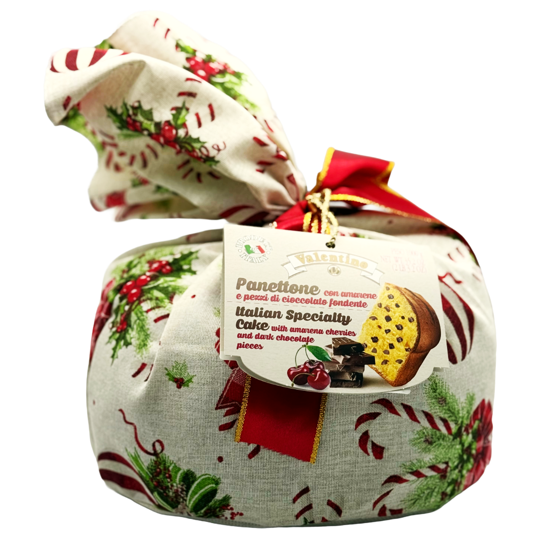 VALENTINO Panettone Traditional Chocolate & Amarena Cherries Wrapped 1kg (Christmas) Image