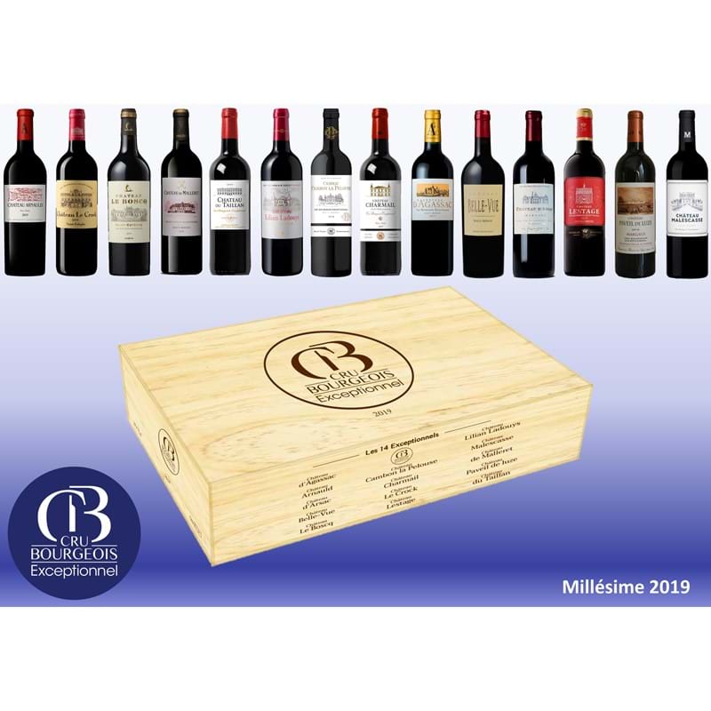 14 Crus Bourgeois Exceptionnels 2019 Wooden Case x 14 Bottles - PRE-RELEASE Image