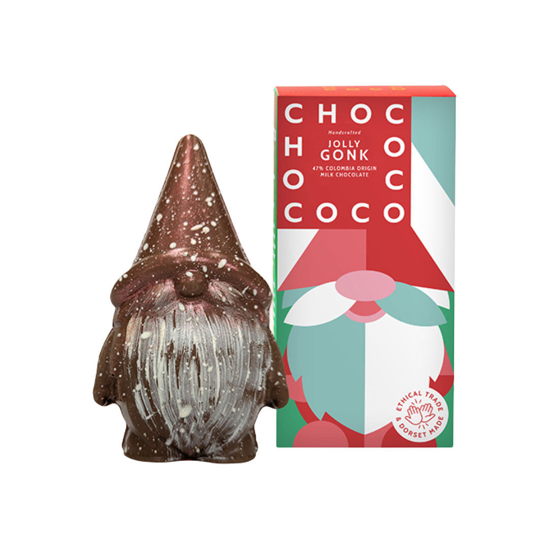 CHOCOCO Handcrafted 'Jolly Gonk' 47% Colombia Milk Chocolate EACH 80g VEG/GF (Christmas) Image