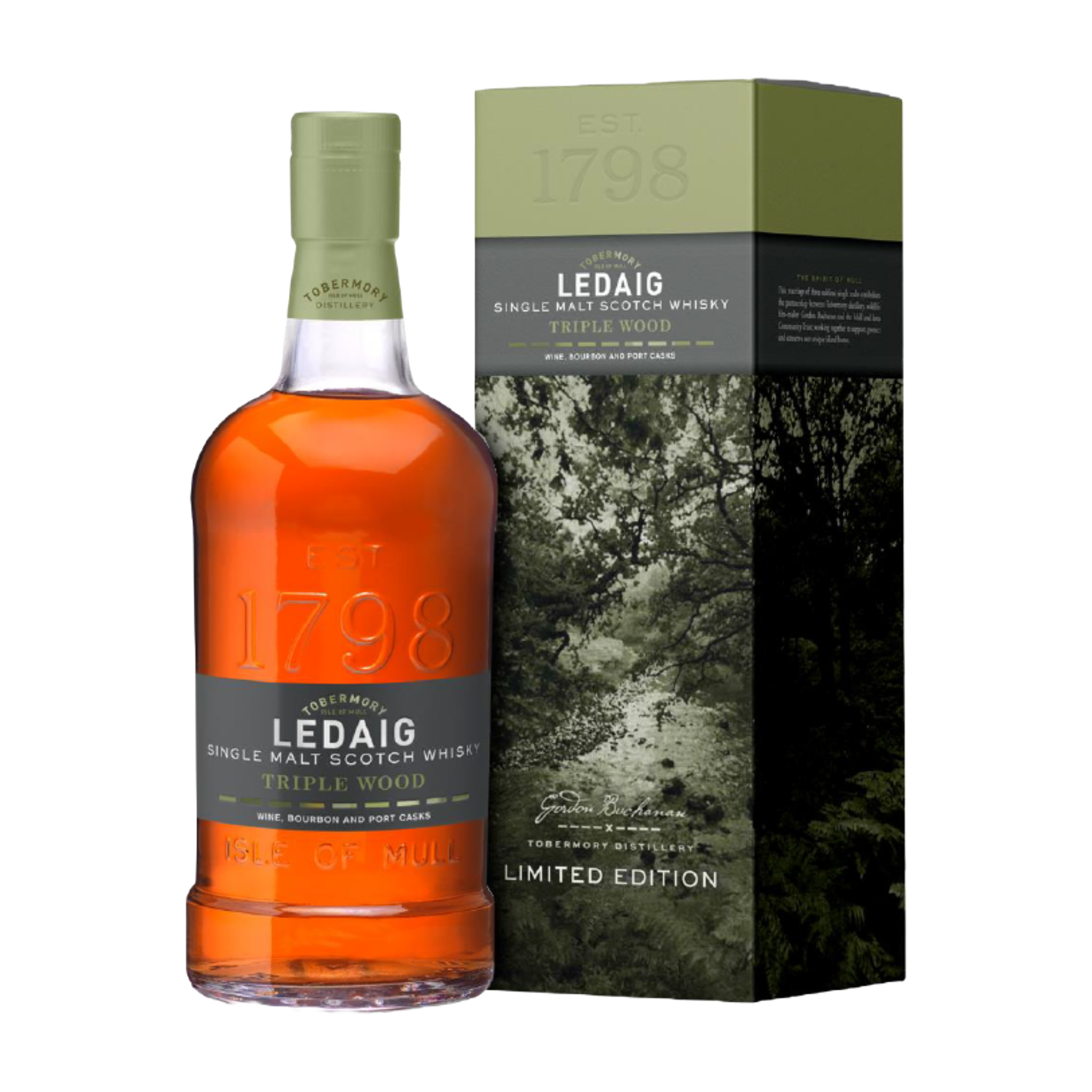 LEDAIG 'Triple Wood' Wine, Bourbon & Port Cask Experimental Series Single Malt Bottle (70cl) 53.8%abv Image