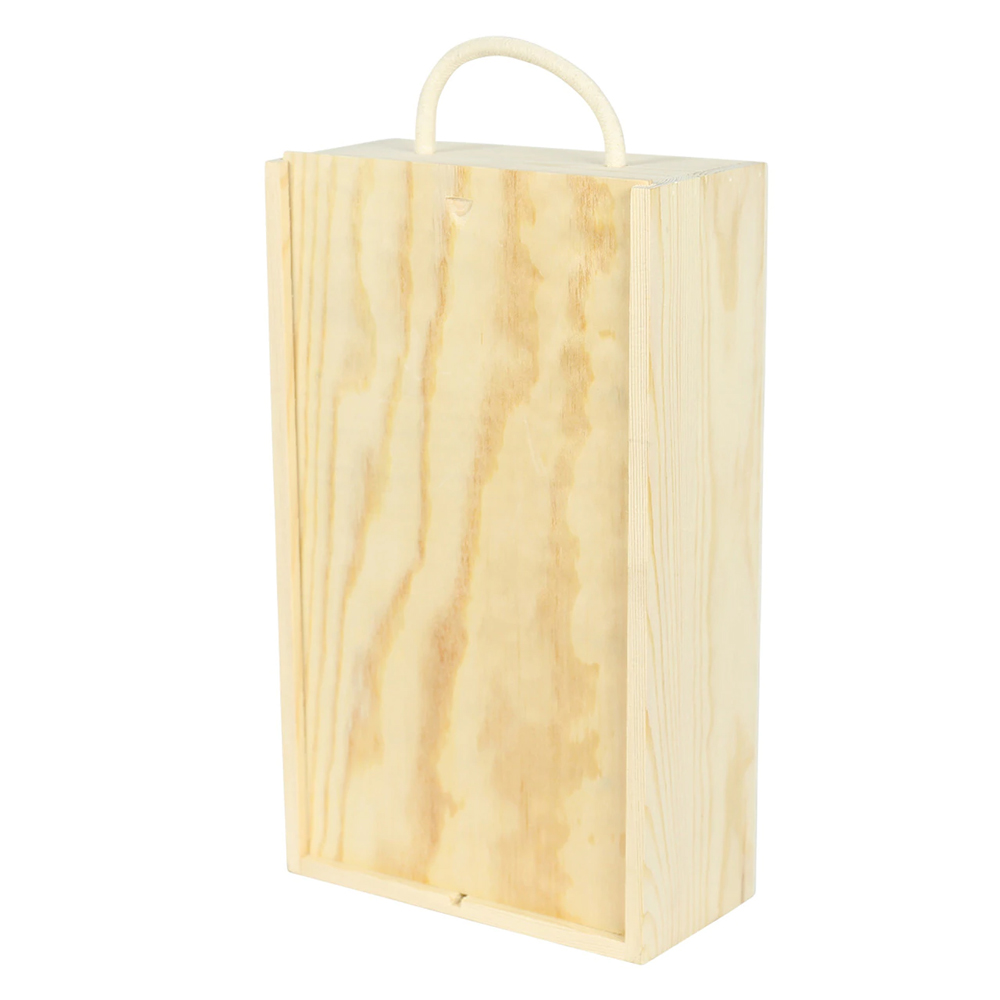 2 Bottle Wooden Box with Sliding Lid - BW02 Image