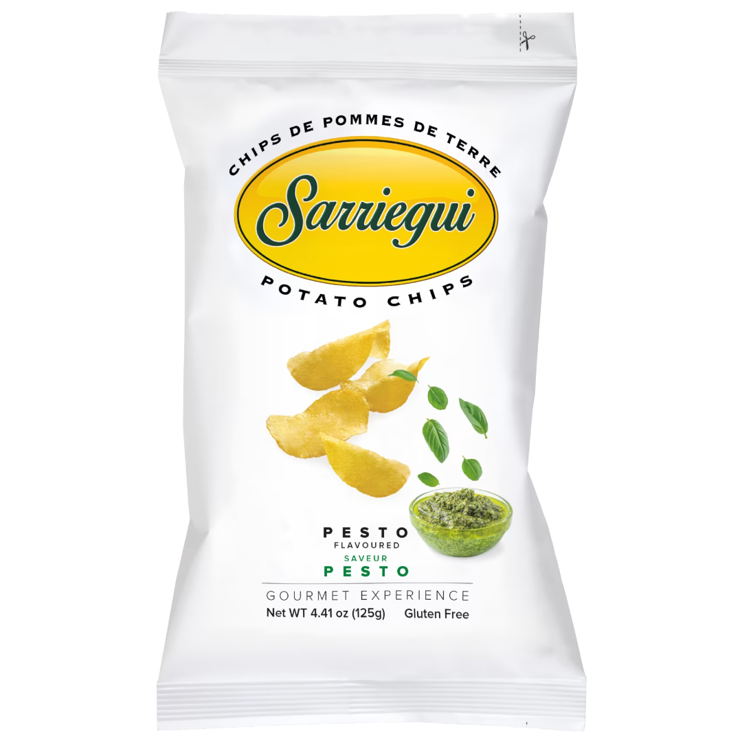 SARRIEGUI Pesto Flavoured Premium Crisps from San Sebastian 125g Bag GF Image