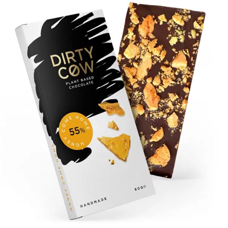 DIRTY COW Honey Come Home 55% Plant Based Handmade Chocolate - 80g Bar Image