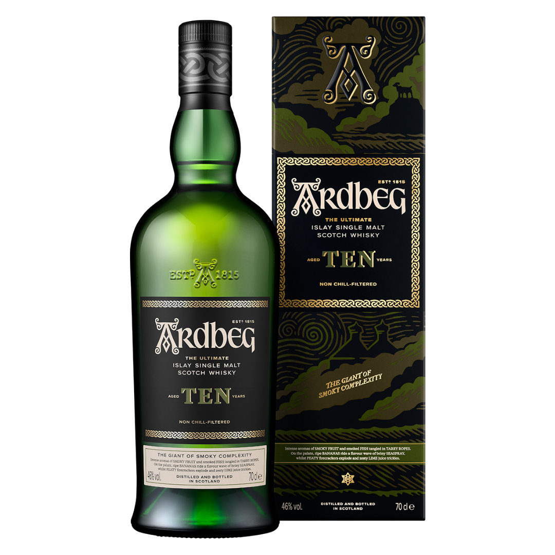 ARDBEG 10 Year Old Islay Single Malt Whisky Bottle (70cl) 46%abv Image