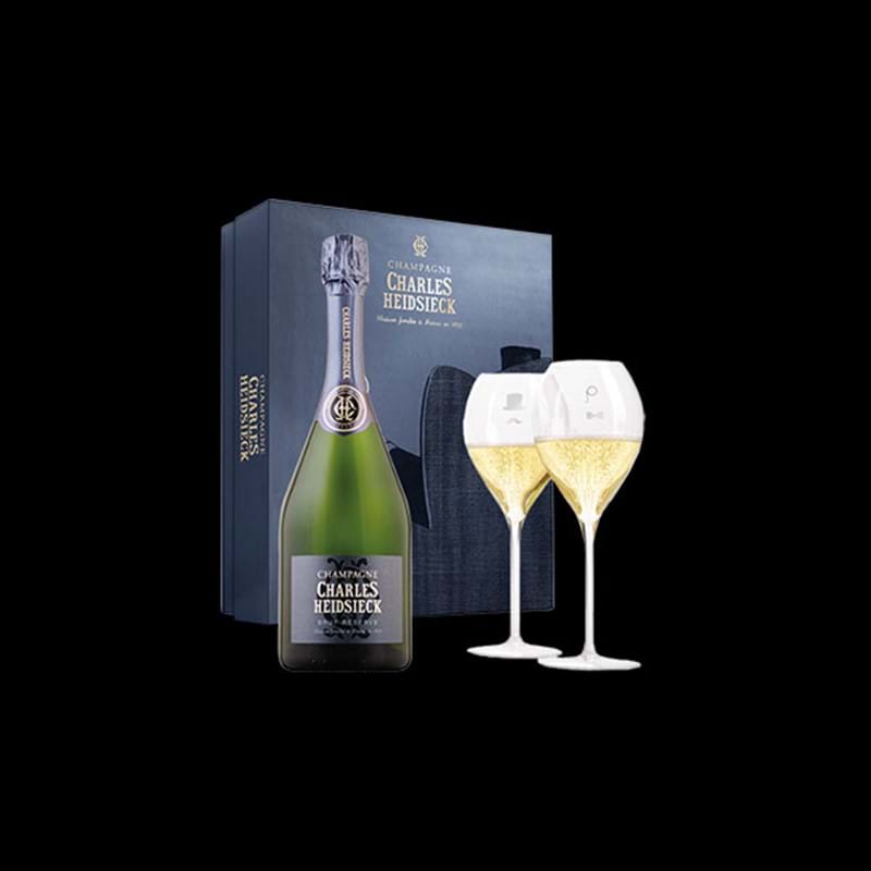CHARLES HEIDSIECK Armchair Brut Reserve Bottle & 2 Flutes GIFT PACK - NO DISCOUNT Image