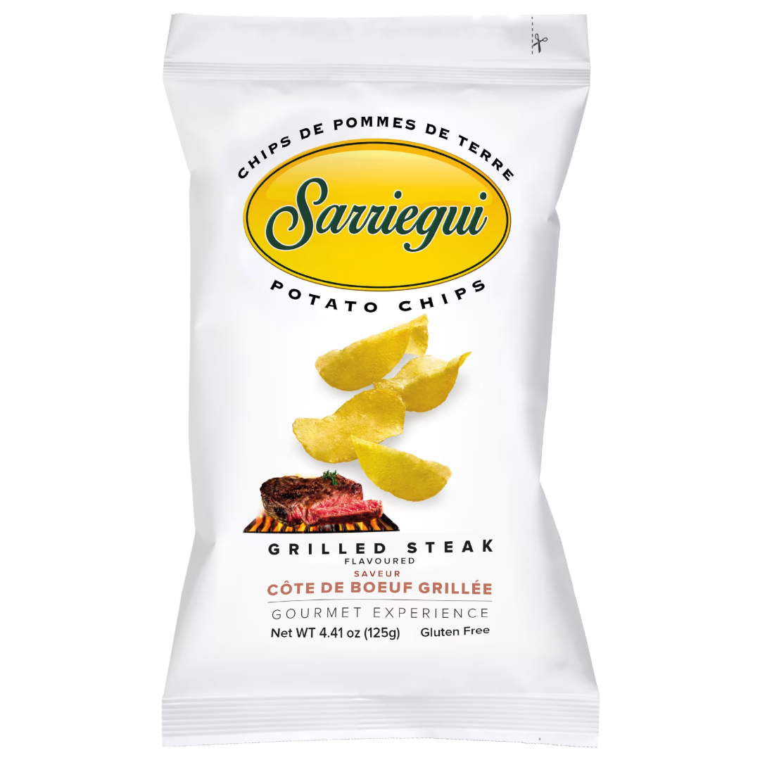 SARRIEGUI Espelette Grilled Steak Potato Crisps from San Sebastian 125g Bag GF Image