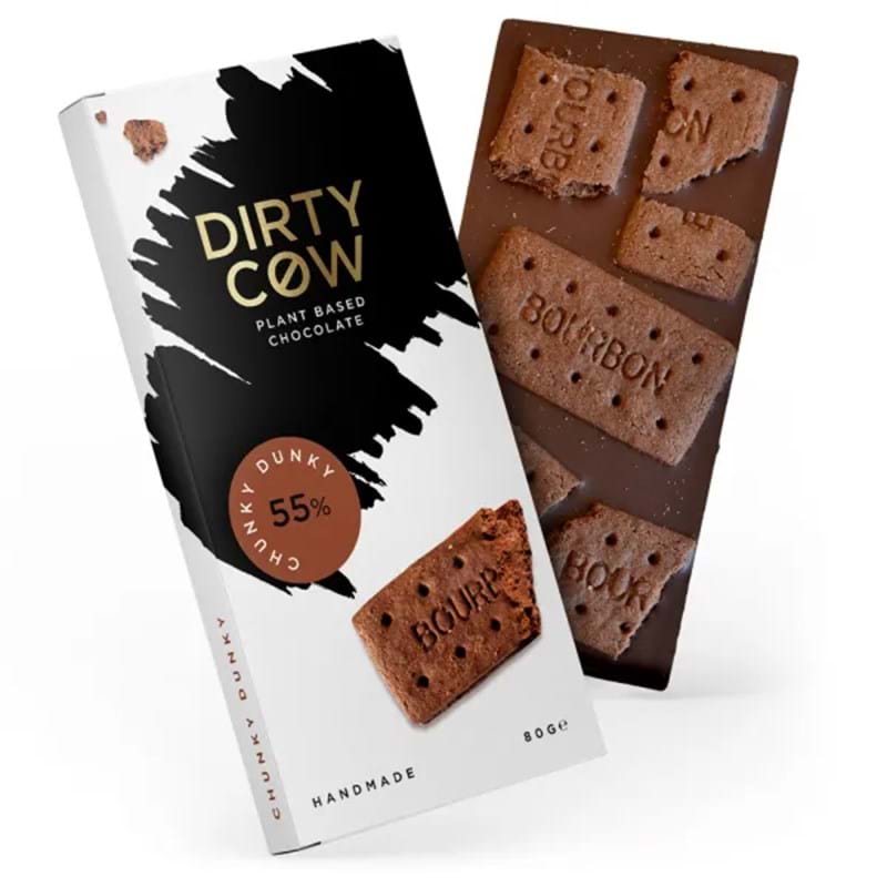 DIRTY COW Chunky Dunky 55% Plant Based Handmade Chocolate - 80g Bar Image