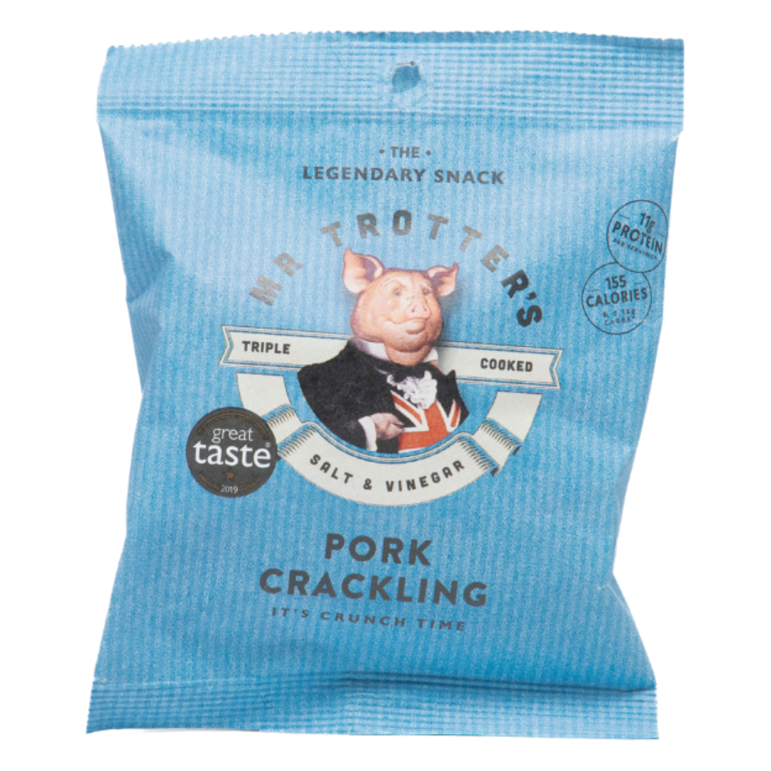 MR TROTTERs Triple Cooked 'Salt & Vinegar' Pork Crackling Bag (30g) EACH Image