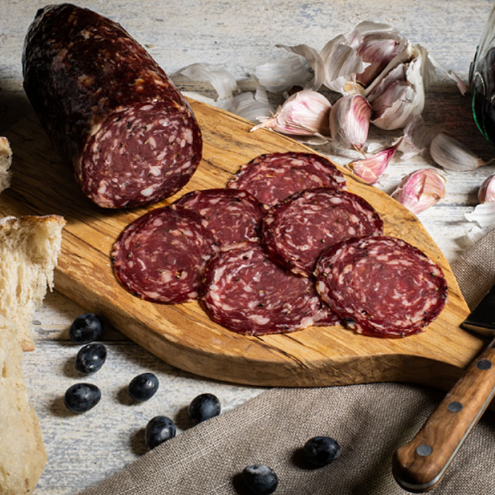 THE REAL CURE Sloe & Garlic Wild Venison Salami Sliced 55g Image